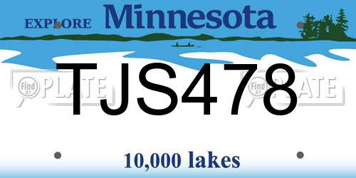 TJS478 Minnesota License Plate