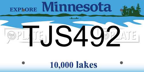 TJS492 Minnesota License Plate