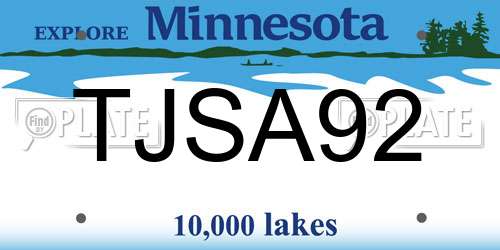TJSA92 Minnesota License Plate