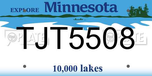 TJT5508 Minnesota License Plate