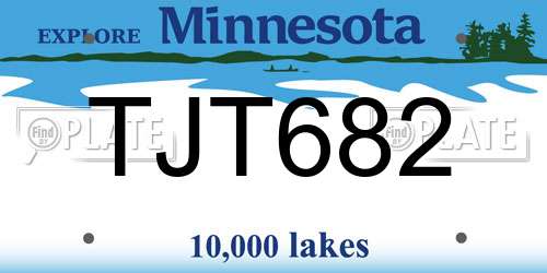 TJT682 Minnesota License Plate
