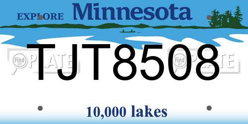TJT8508 Minnesota License Plate