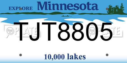 TJT8805 Minnesota License Plate