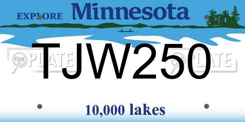 TJW250 Minnesota License Plate