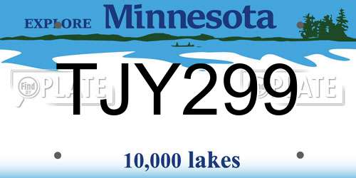 TJY299 Minnesota License Plate