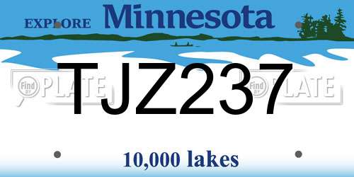 TJZ237 Minnesota License Plate