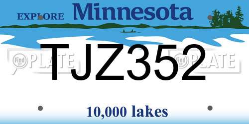 TJZ352 Minnesota License Plate