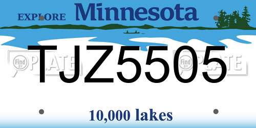 TJZ5505 Minnesota License Plate