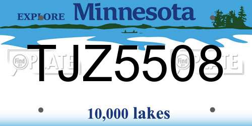 TJZ5508 Minnesota License Plate