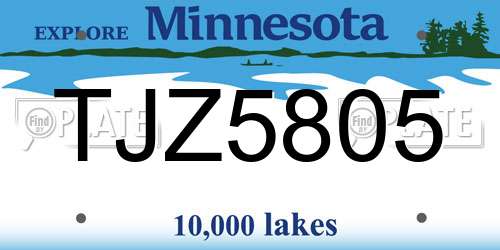 TJZ5805 Minnesota License Plate