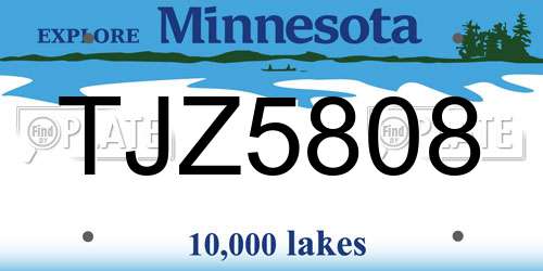 TJZ5808 Minnesota License Plate