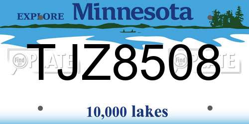 TJZ8508 Minnesota License Plate