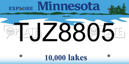 TJZ8805 Minnesota License Plate