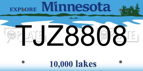 TJZ8808 Minnesota License Plate