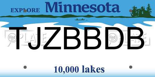TJZBBDB Minnesota License Plate