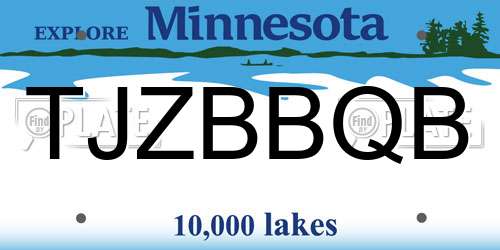 TJZBBQB Minnesota License Plate