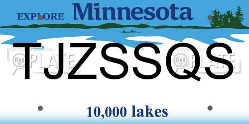 TJZSSQS Minnesota License Plate