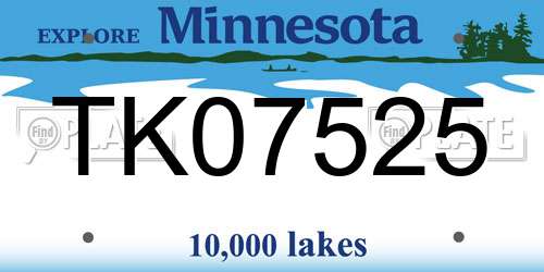 TK07525 Minnesota License Plate