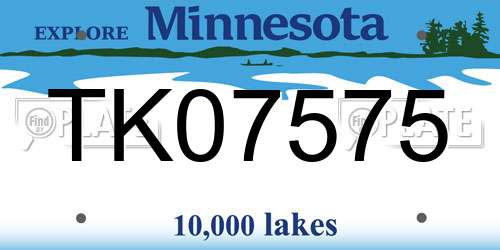 TK07575 Minnesota License Plate