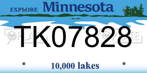 TK07828 Minnesota License Plate