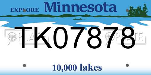 TK07878 Minnesota License Plate