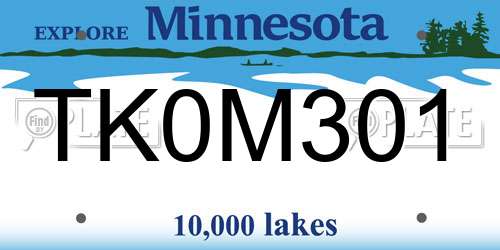 TK0M301 Minnesota License Plate