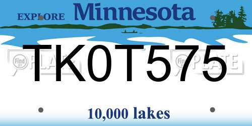 TK0T575 Minnesota License Plate