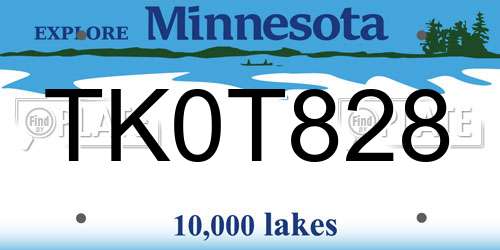 TK0T828 Minnesota License Plate