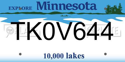 TK0V644 Minnesota License Plate