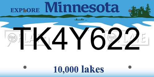 TK4Y622 Minnesota License Plate