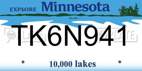TK6N941 Minnesota License Plate