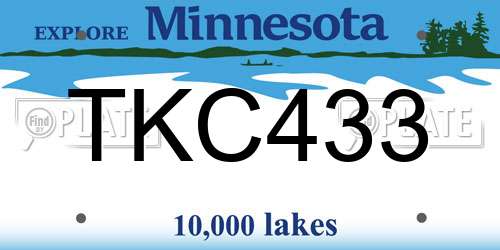 TKC433 Minnesota License Plate