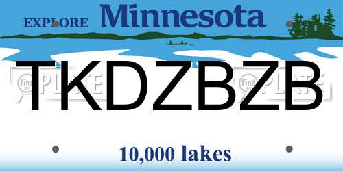 TKDZBZB Minnesota License Plate