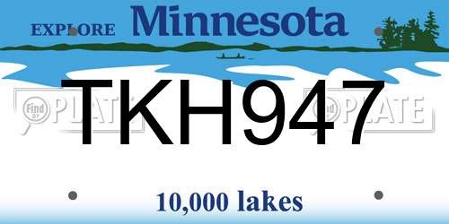 TKH947 Minnesota License Plate