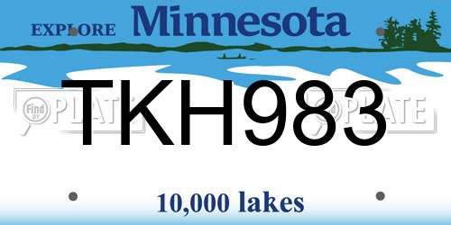TKH983 Minnesota License Plate