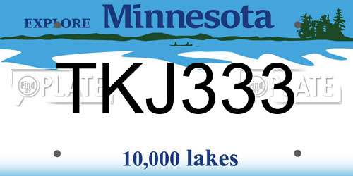TKJ333 Minnesota License Plate
