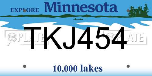 TKJ454 Minnesota License Plate