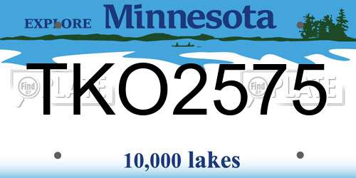 TKO2575 Minnesota License Plate