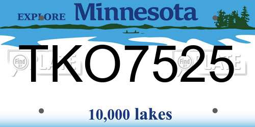TKO7525 Minnesota License Plate