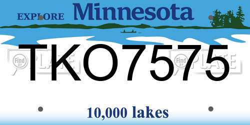 TKO7575 Minnesota License Plate