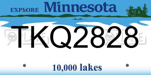 TKQ2828 Minnesota License Plate