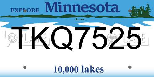 TKQ7525 Minnesota License Plate