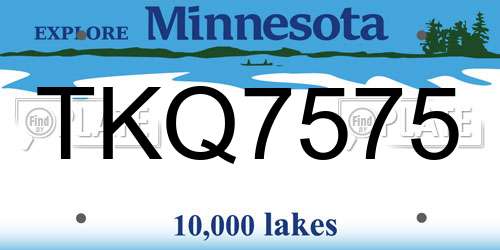 TKQ7575 Minnesota License Plate