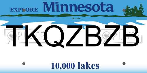 TKQZBZB Minnesota License Plate