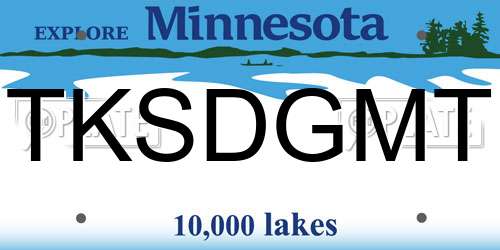 TKSDGMT Minnesota License Plate