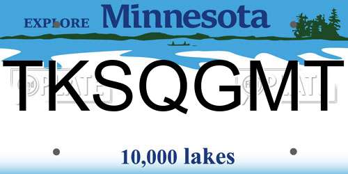 TKSQGMT Minnesota License Plate