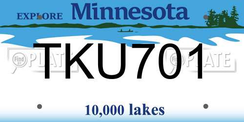TKU701 Minnesota License Plate