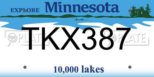 TKX387 Minnesota License Plate