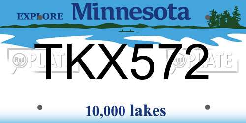 TKX572 Minnesota License Plate