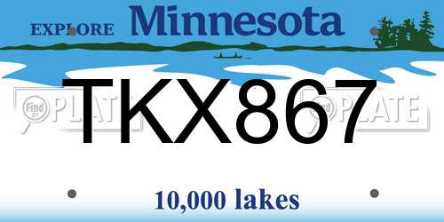 TKX867 Minnesota License Plate